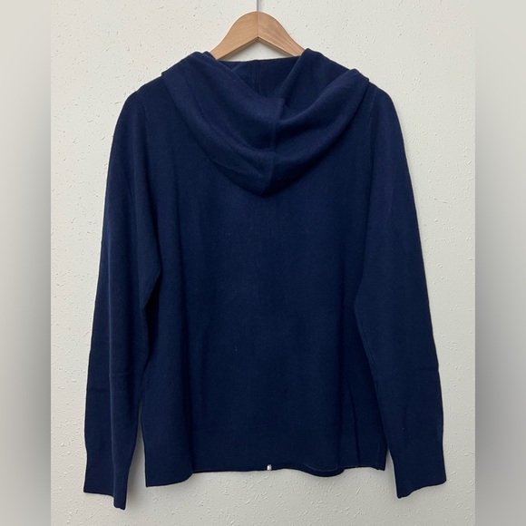 NWT Quince Mongolian Cashmere Full-Zip Hoodie True Navy Size M - Picture 6 of 15